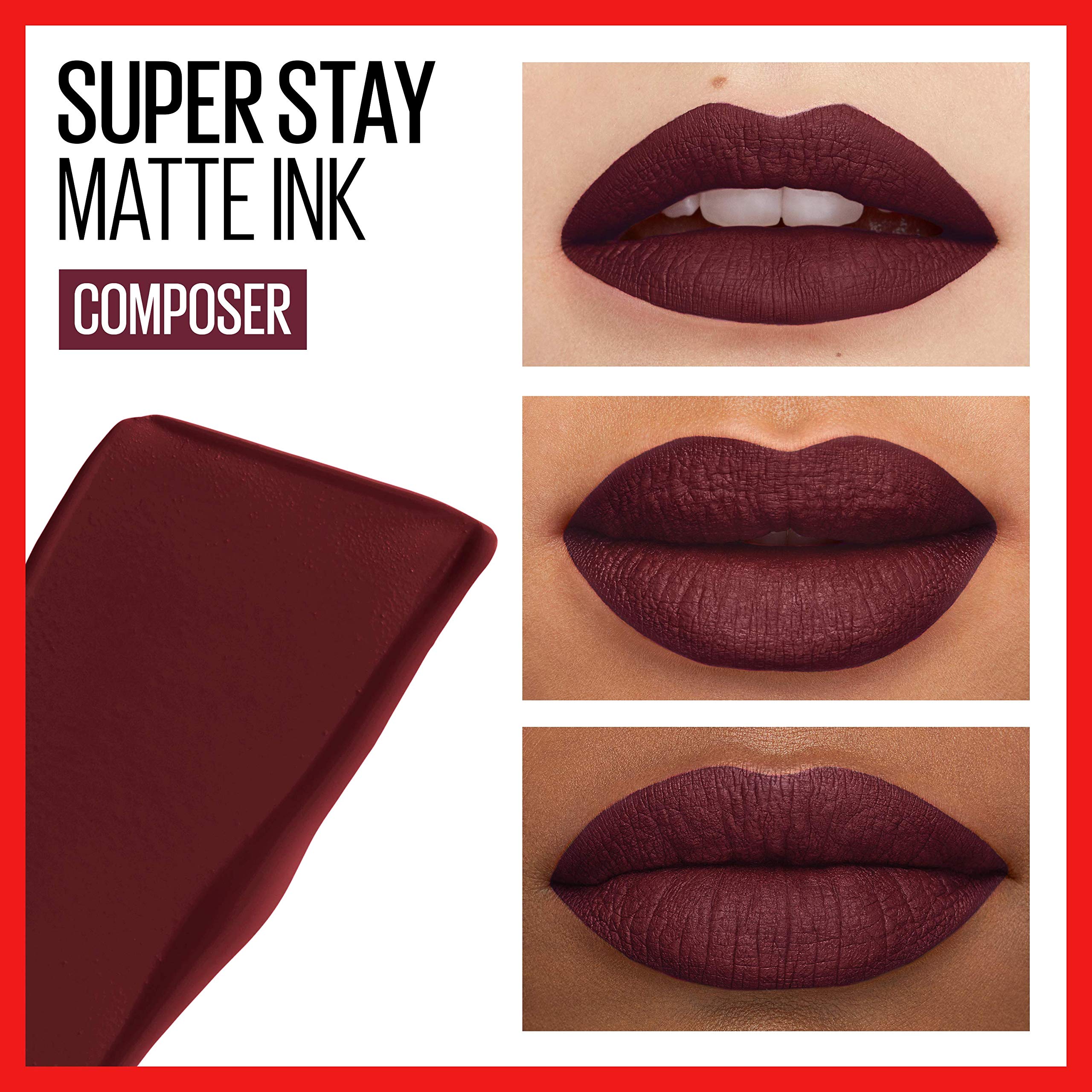 Maybelline Super Stay Matte Ink Liquid Lipstick Makeup, Long Lasting High Impact Color, Up To 16H Wear, Composer, Cherry Brown,