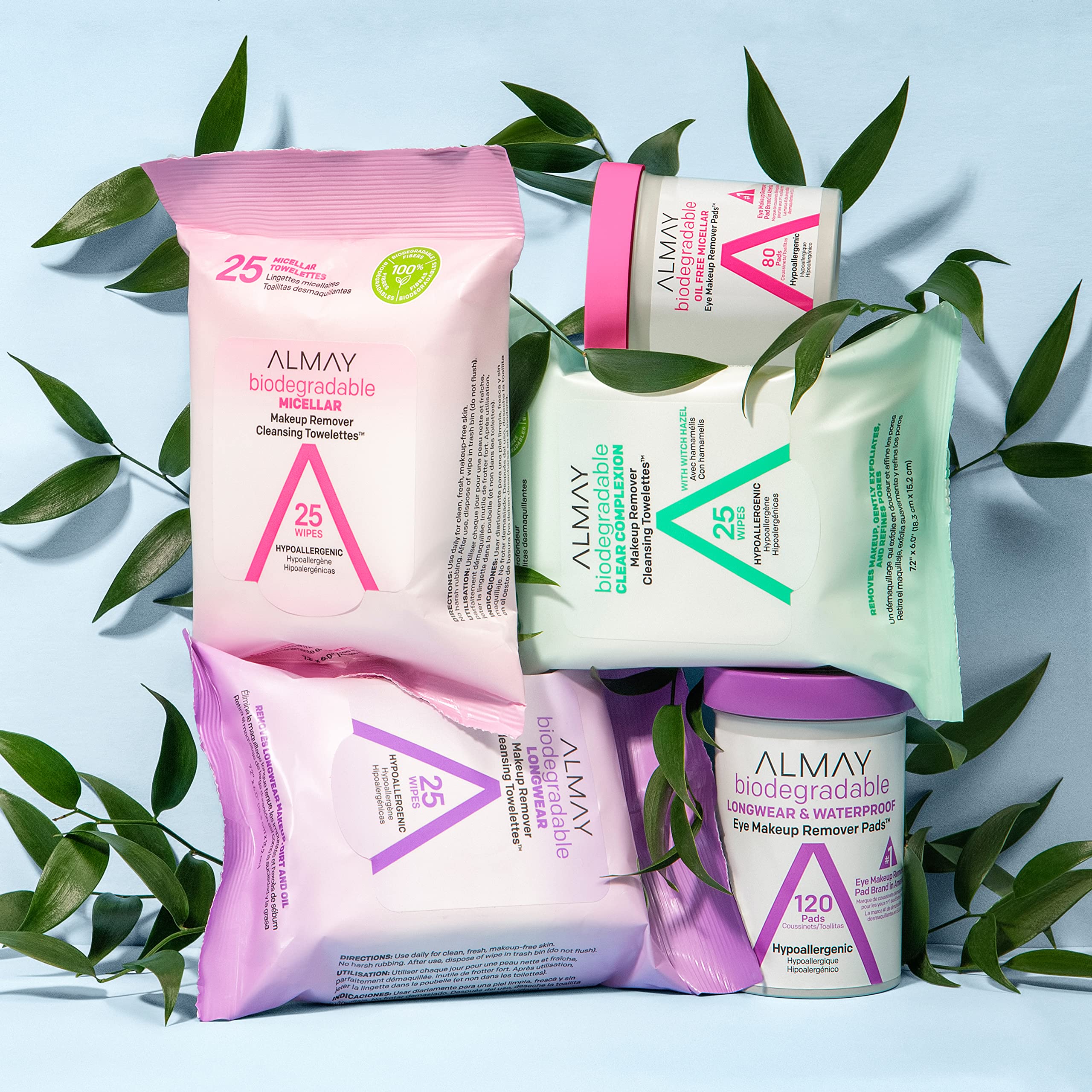 Almay Makeup Remover Cleansing Towelettes, Biodegradable Micellar Water Wipes For Sensitive Skin, Hypoallergenic, Cruelty Free,