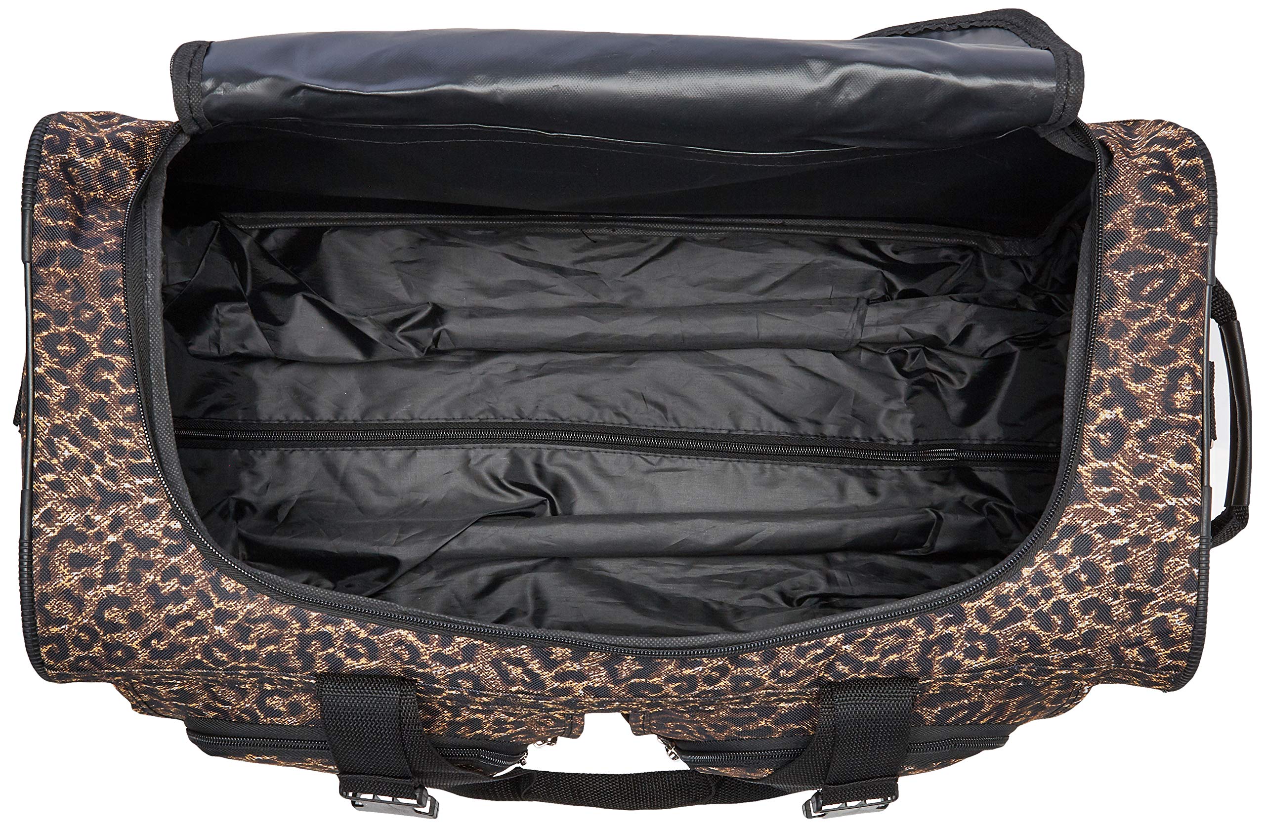 Rockland Rolling Duffel Bag, Brown Leopard, 100% Polyester, 22-Inch