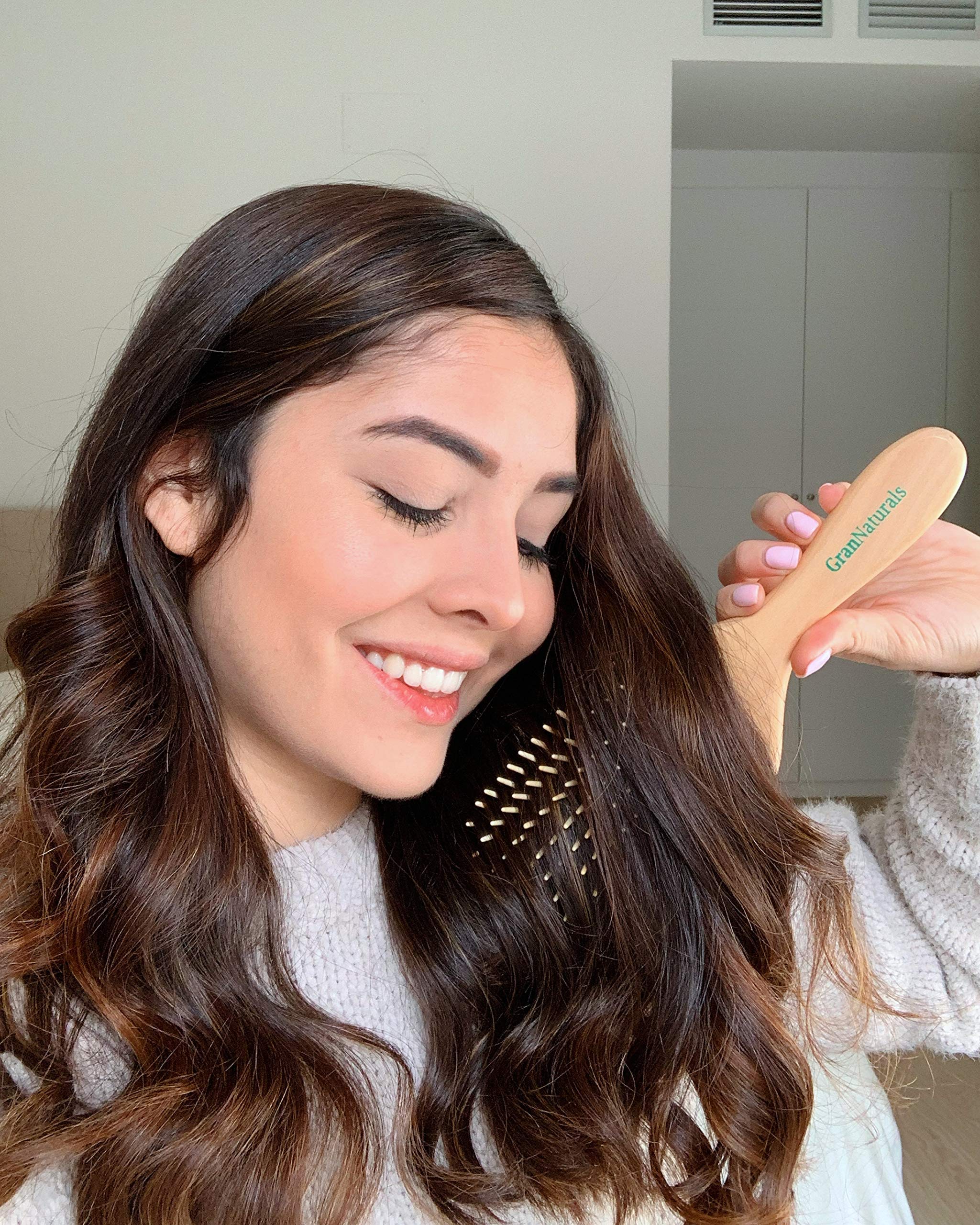 Wooden Bristle Paddle Hair Brush | Length 10.25'' Width 3.5''| Large Flat Natural Eco Friendly Wood Handle Hairbrush For Men & W