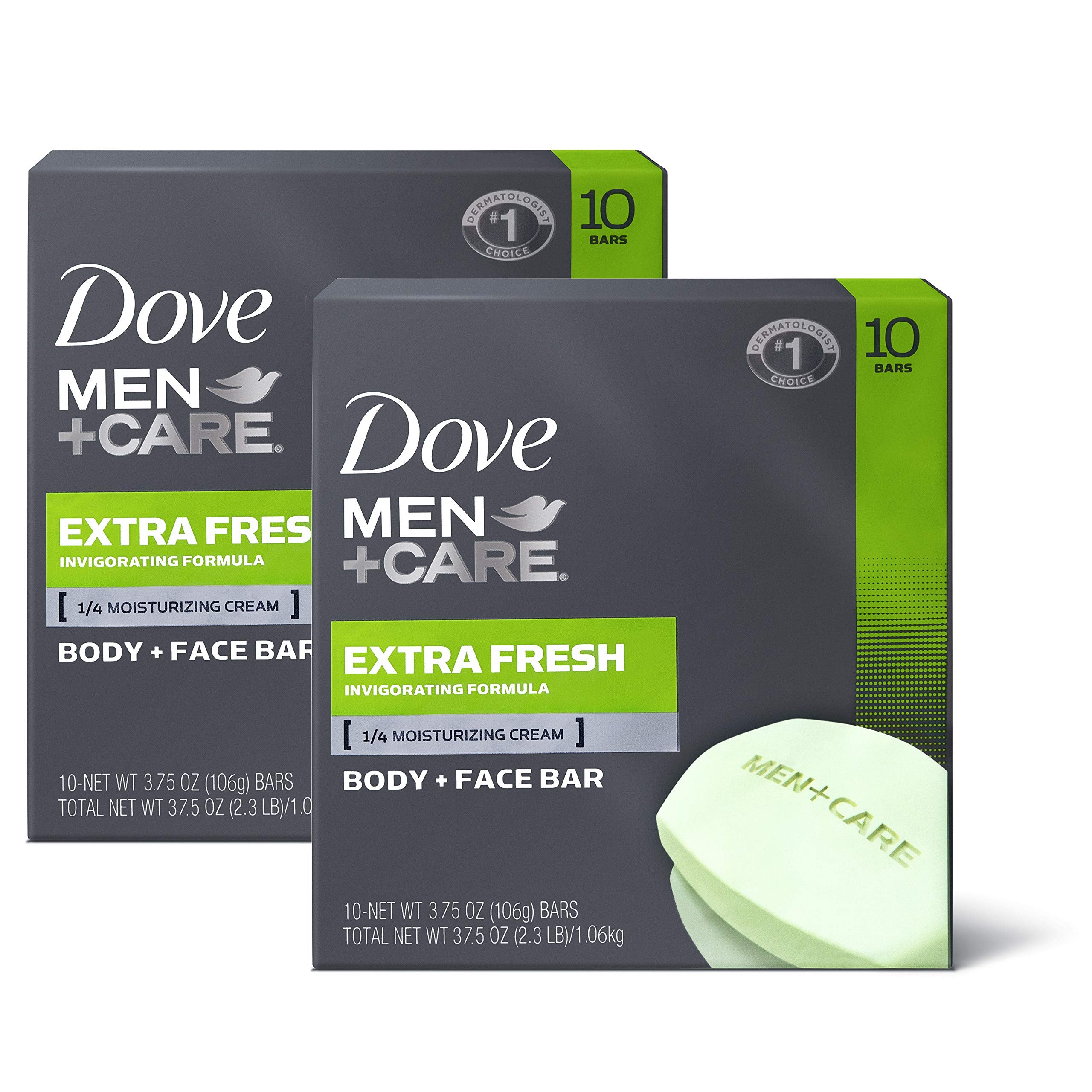 Dove Men+Care Body and Face Bar, Extra Fresh, 4 Ounce, 20 Count