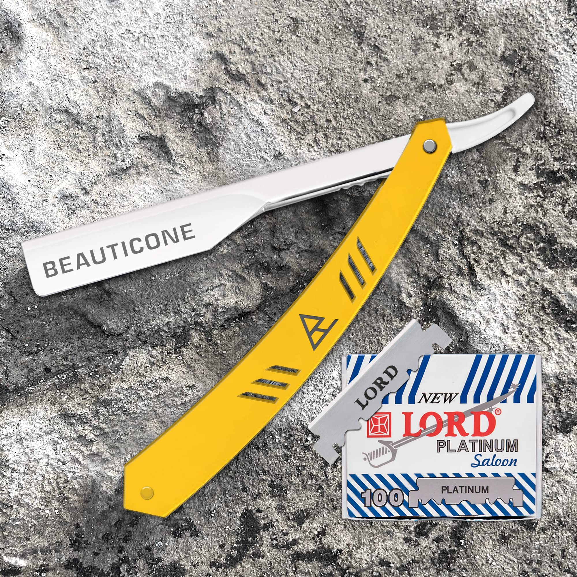 Beauticone Straight Razor | Professional Barber Razor For Men With 100 Single Edge Blades | Straight Edge Razor Slide-Out Design