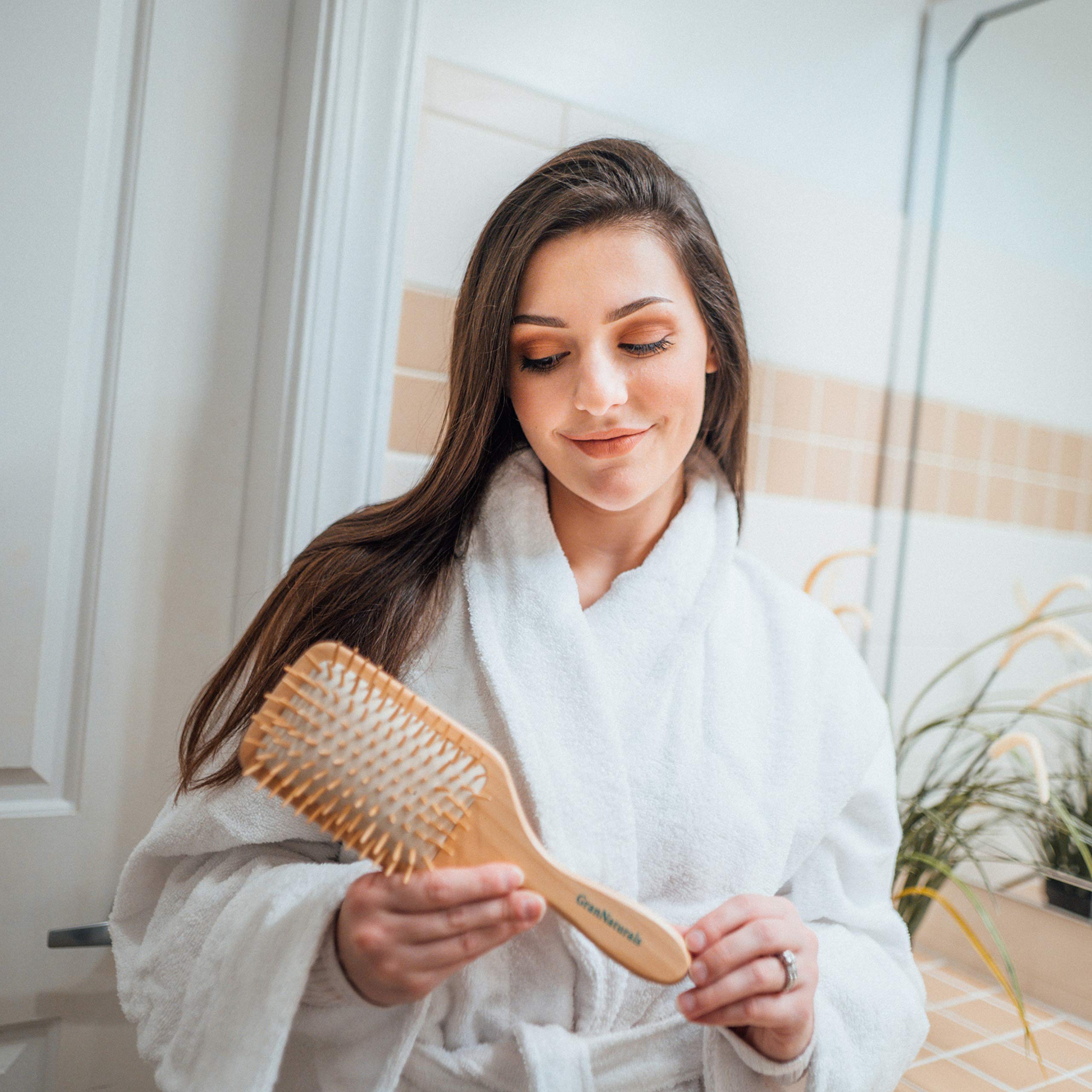 Wooden Bristle Paddle Hair Brush | Length 10.25'' Width 3.5''| Large Flat Natural Eco Friendly Wood Handle Hairbrush For Men & W