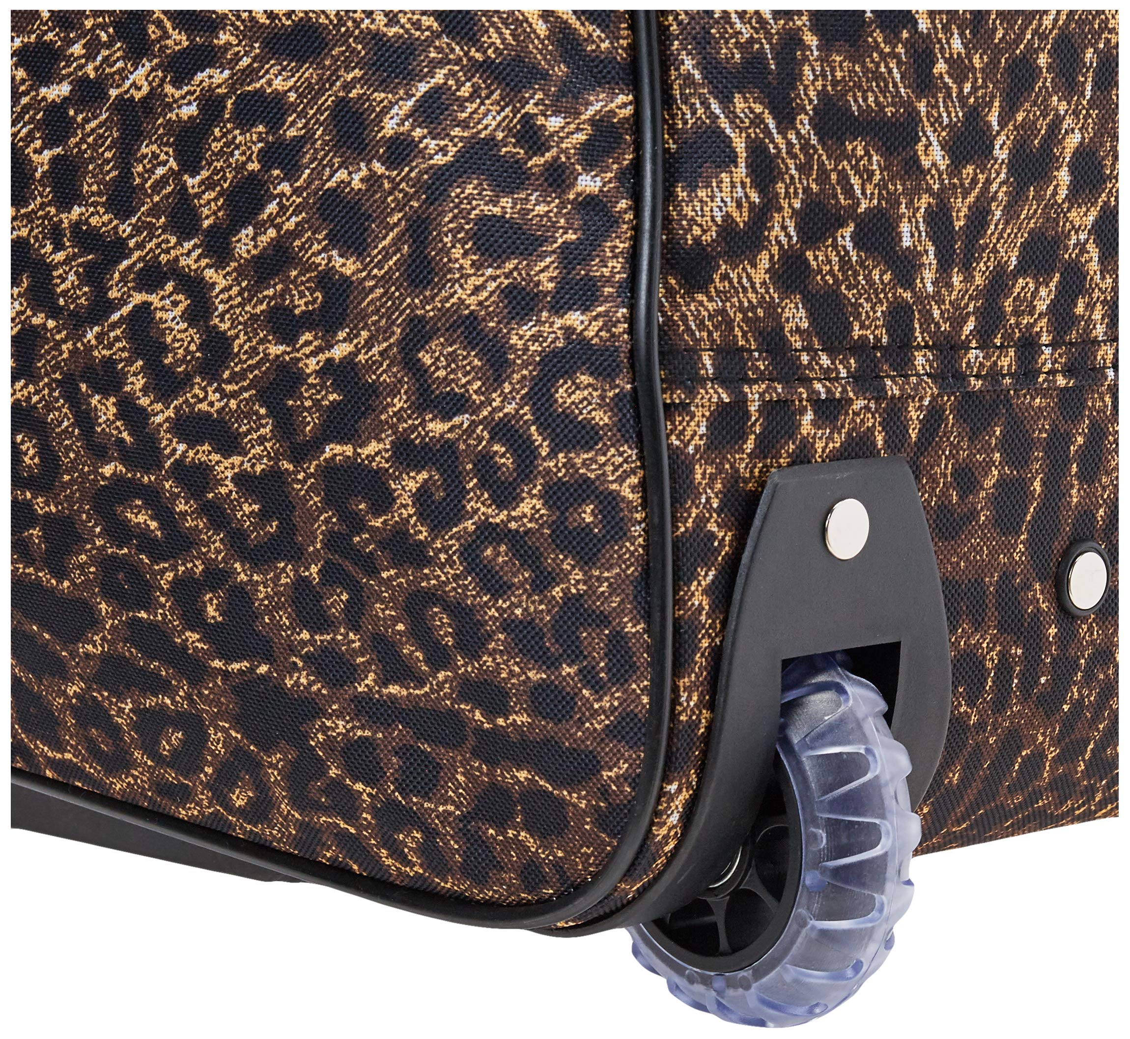 Rockland Rolling Duffel Bag, Brown Leopard, 100% Polyester, 22-Inch