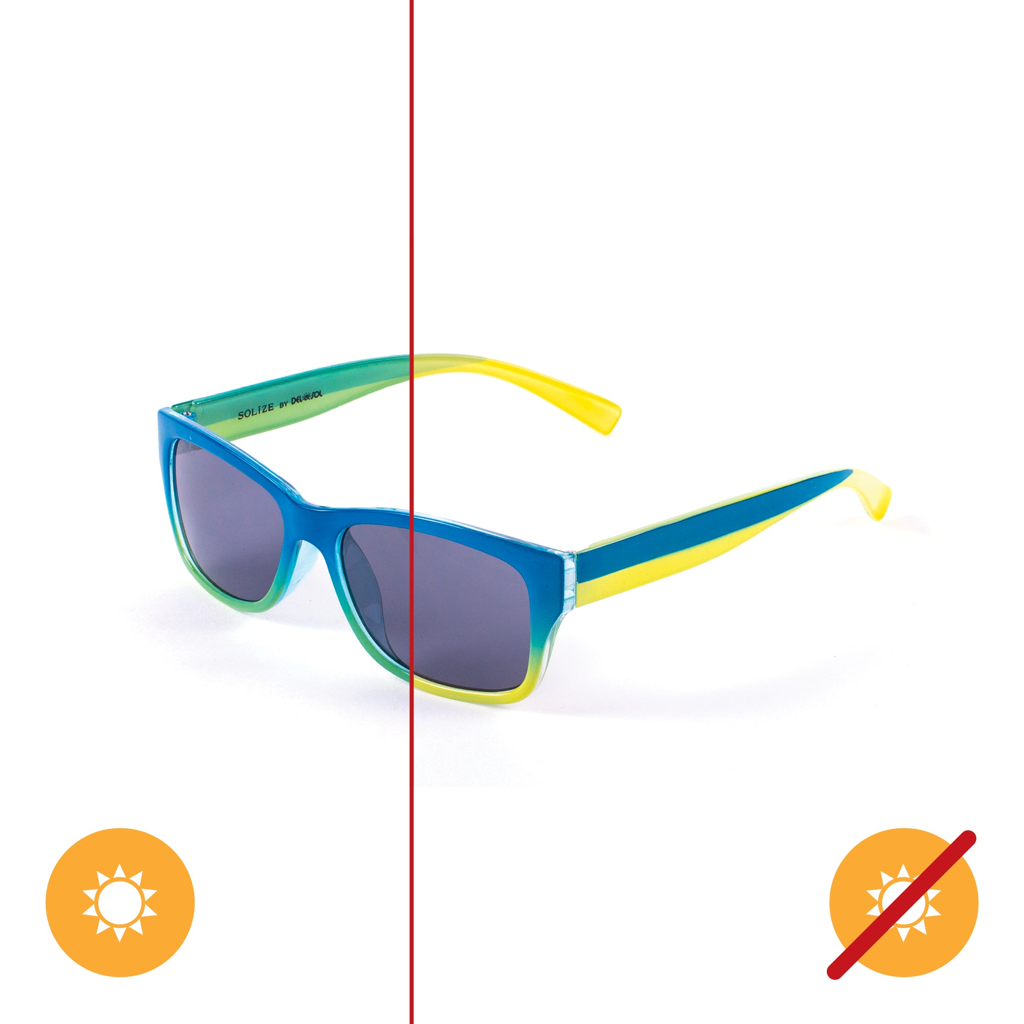Kids Solize Hello Summer - Blue And Yellow To Green By Delsol For Kids - 1 Pc Sunglasses