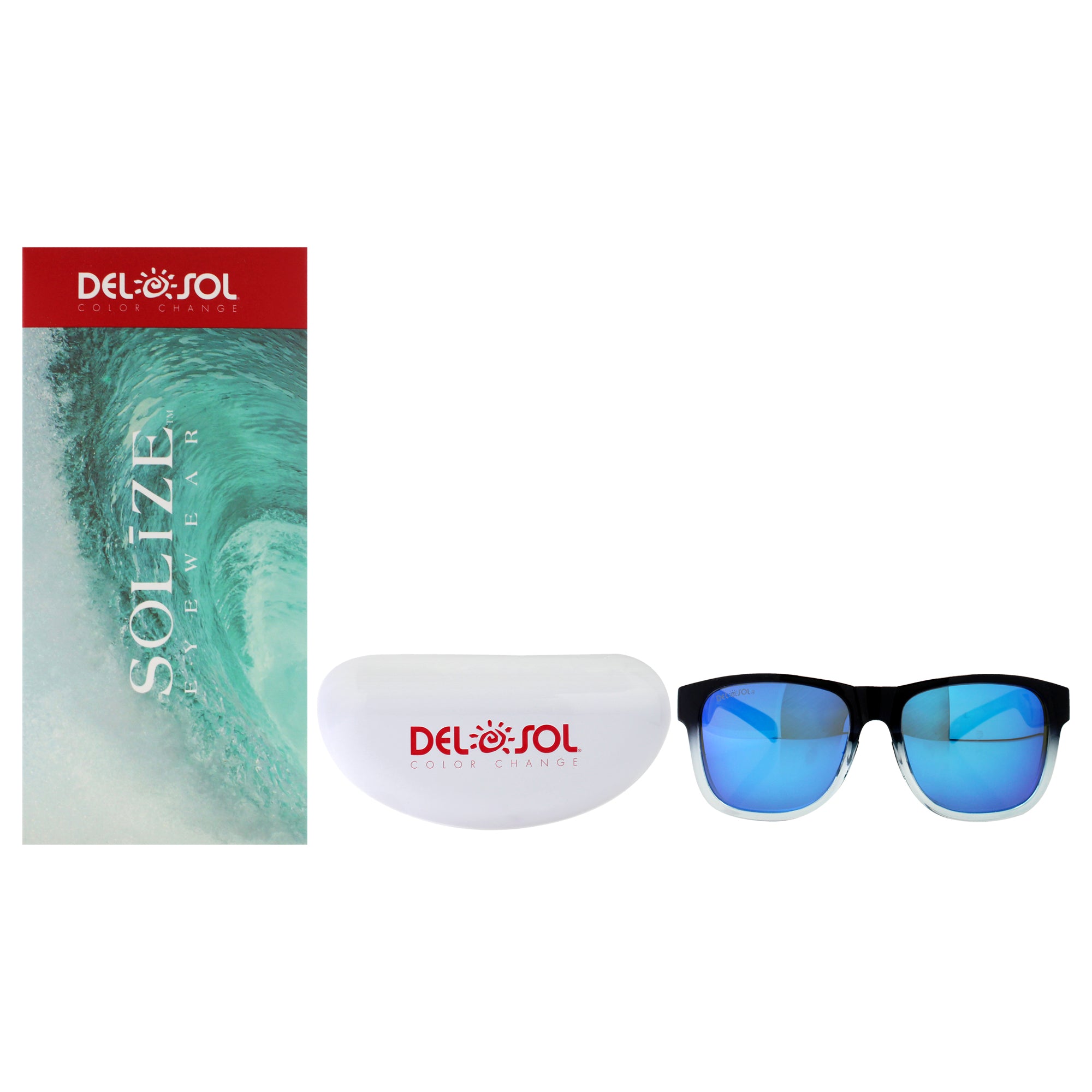 Solize Into The Sun - Black And Clear To Blue By Delsol For Unisex - 1 Pc Sunglasses
