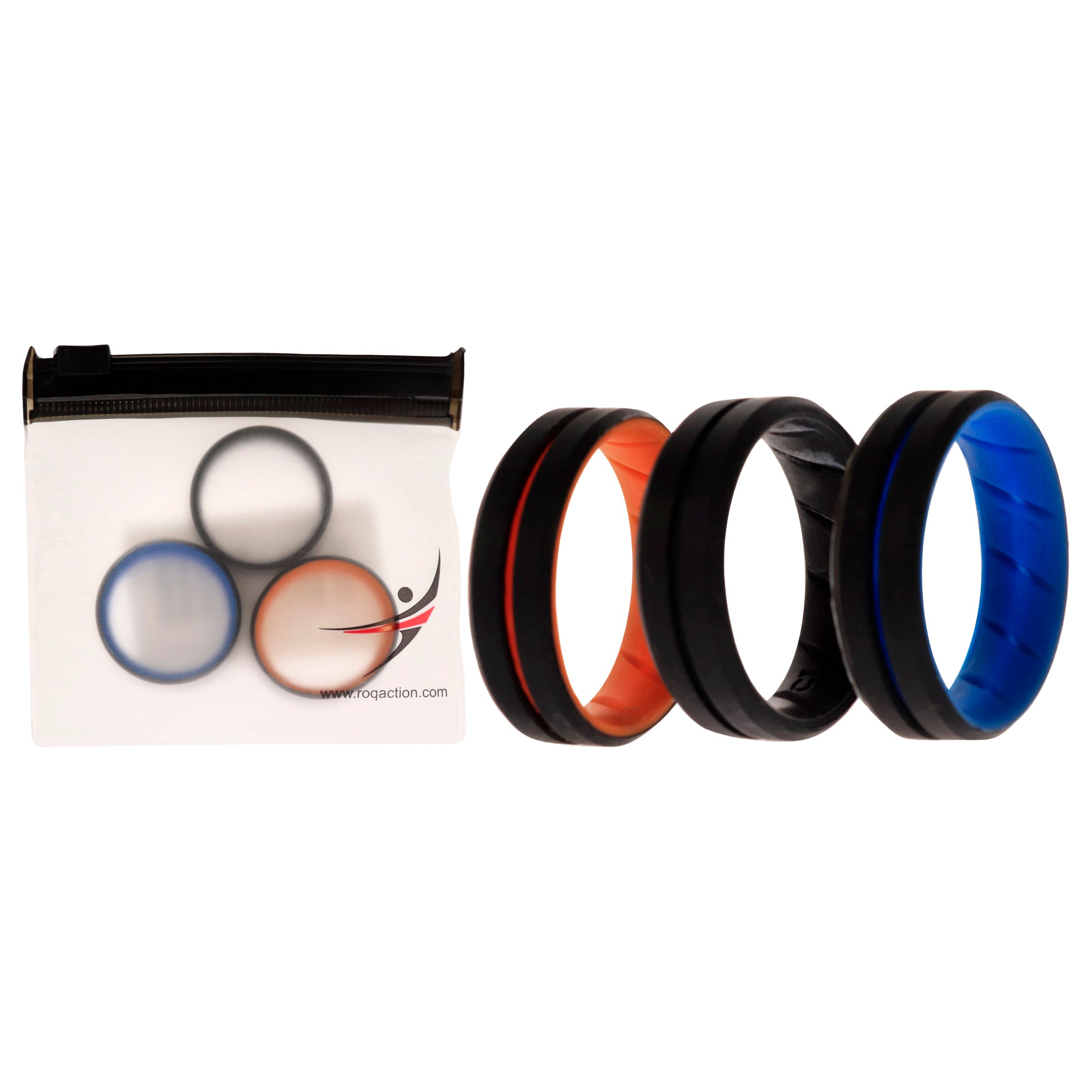 Silicone Wedding Br Middle Line Ring Set - Multicolor By Roq For Men - 3 X 15 Mm Ring