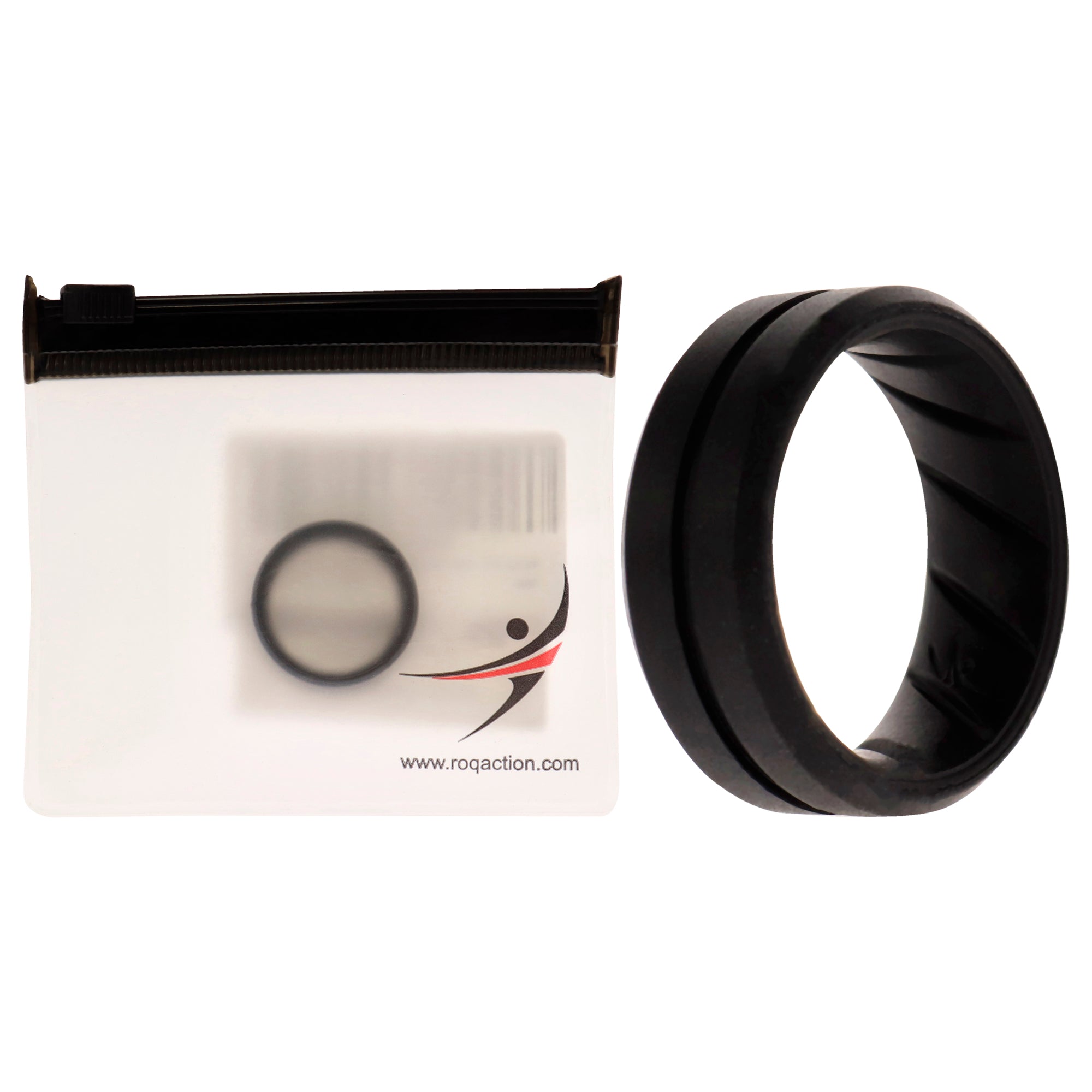 Silicone Wedding Br Middle Line Ring - Basic-Black By Roq For Men - 8 Mm Ring